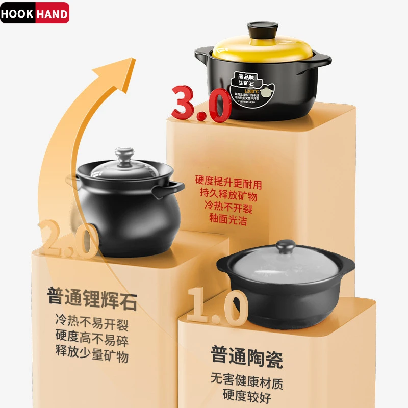 砂锅炖锅家用燃气耐高温陶瓷煲汤锅干烧不裂煤气灶专用汤煲仔沙锅