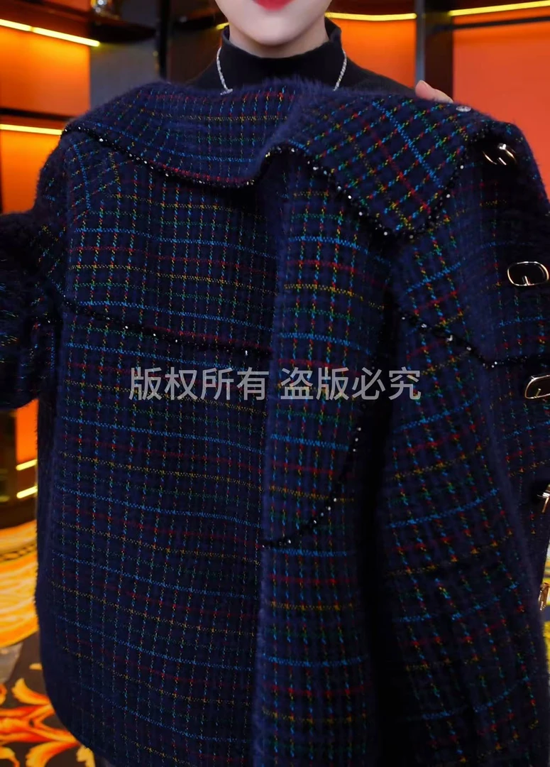 【送运费险】杭州专柜正品2025冬季新款暗夜蓝色貂绒加厚保暖外套