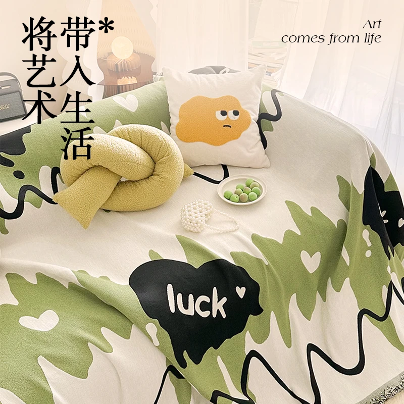 网红雪尼尔一片式沙发巾高级轻奢四季通用防滑防猫抓防滑不粘毛