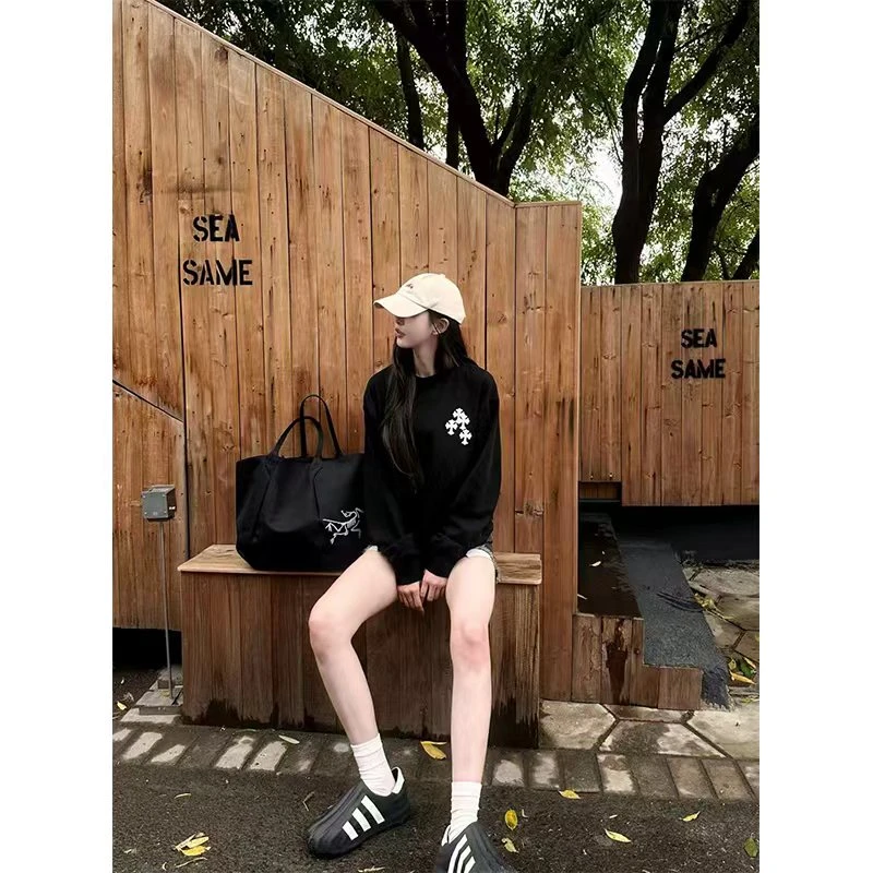 Double.S高街重工刺绣潮流秋季长袖休闲百搭卫衣T(男女同款)7963