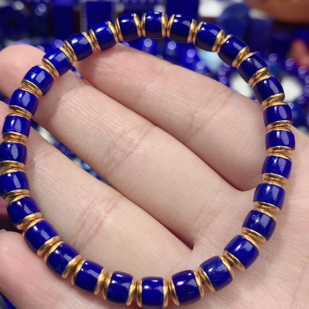 青金石银S925镀金镶嵌6m手链