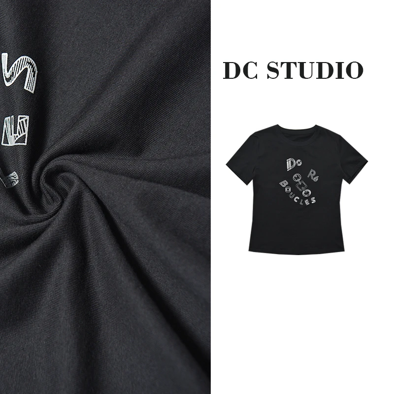 DC STUDIO【节奏大师2】2024夏季新款轻奢时尚百搭音律印花短袖T