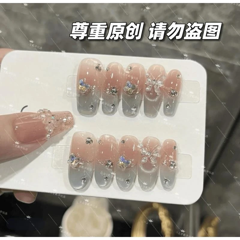 【假日舞会】纯手工穿戴甲穿戴式光疗甲冰透渐变流行纯欲四季流行