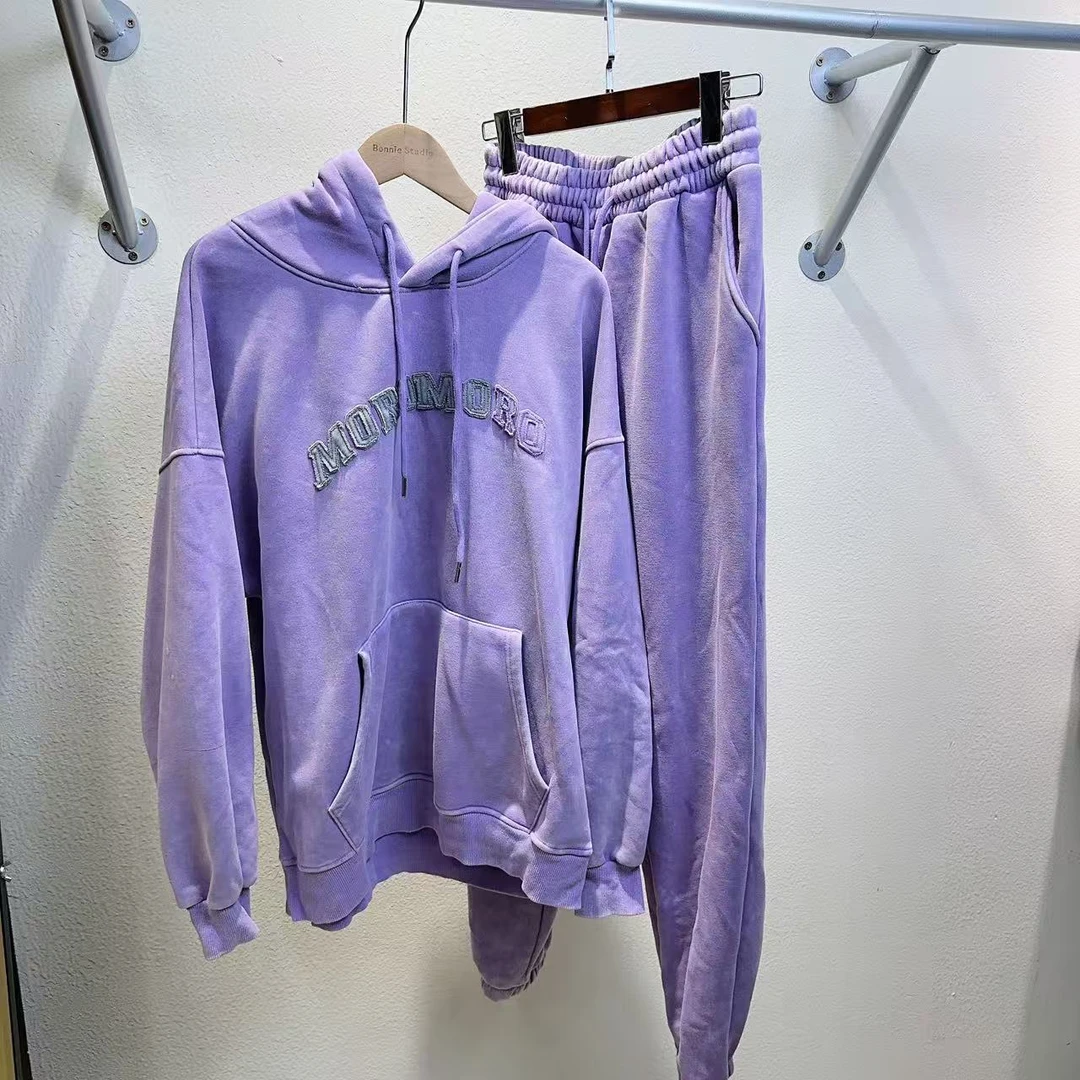 紫色连帽卫衣套装2025新款爆款