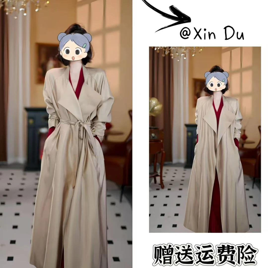 2025秋季新款时尚显瘦气质女士网红洋气风衣百搭款D22502