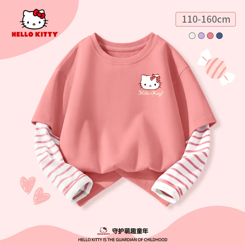 HelloKitty女童t恤2025春季新款中大童长袖洋气时髦儿童春装上衣