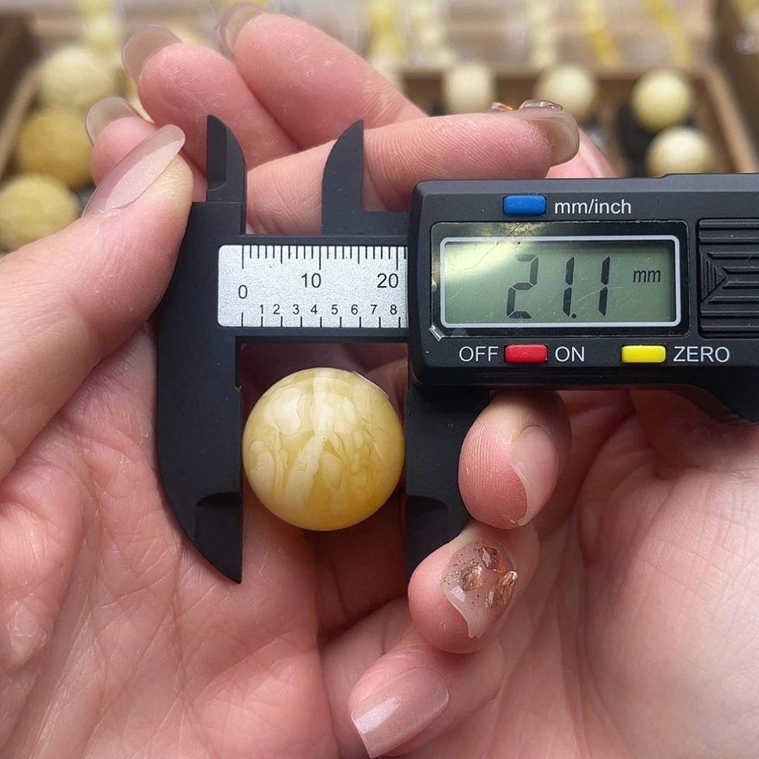 琥珀未镶嵌裸石蜜蜡虎皮纹圆珠