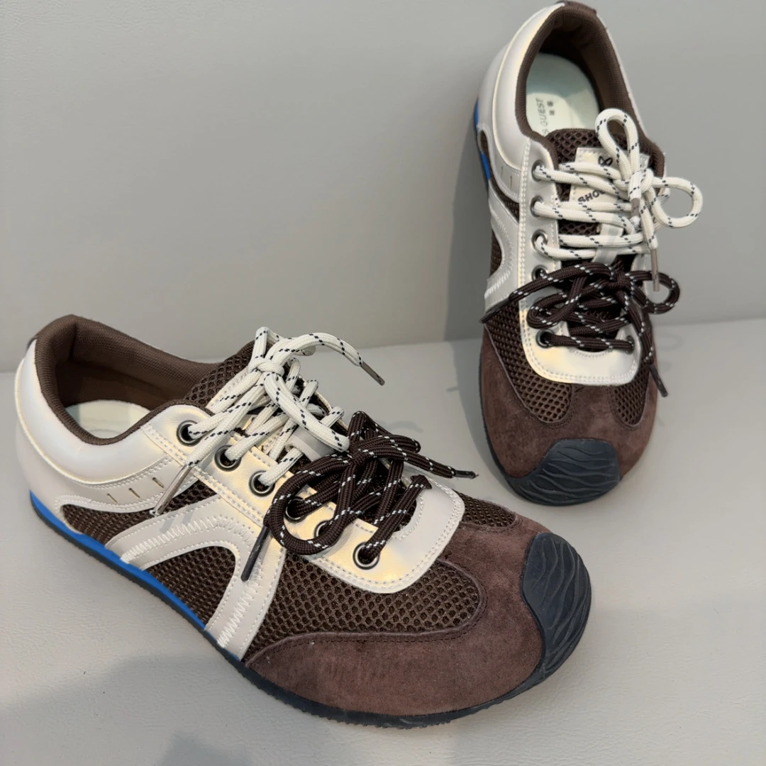 【鞋魔】夏季透气增高素面复古休闲风网面鞋运动鞋厚底百搭系带男鞋