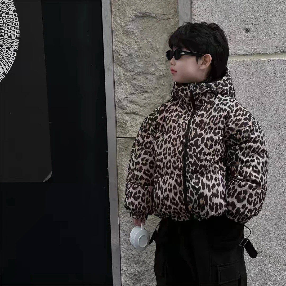 2113时尚潮流百搭洋气流行秋冬男女童豹纹棉服