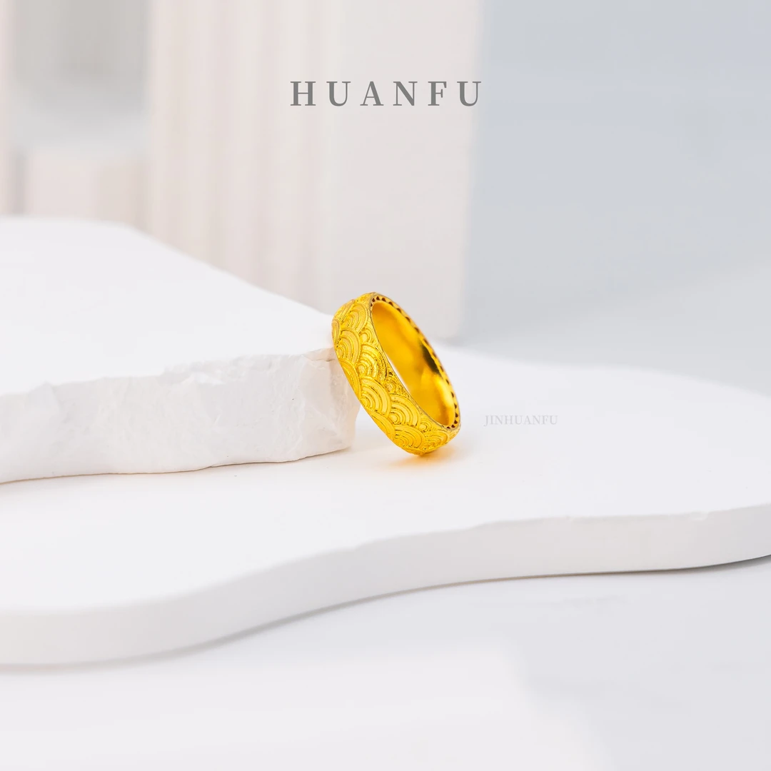 足银戒指 水波纹戒指 厚包工艺 简约时尚经典