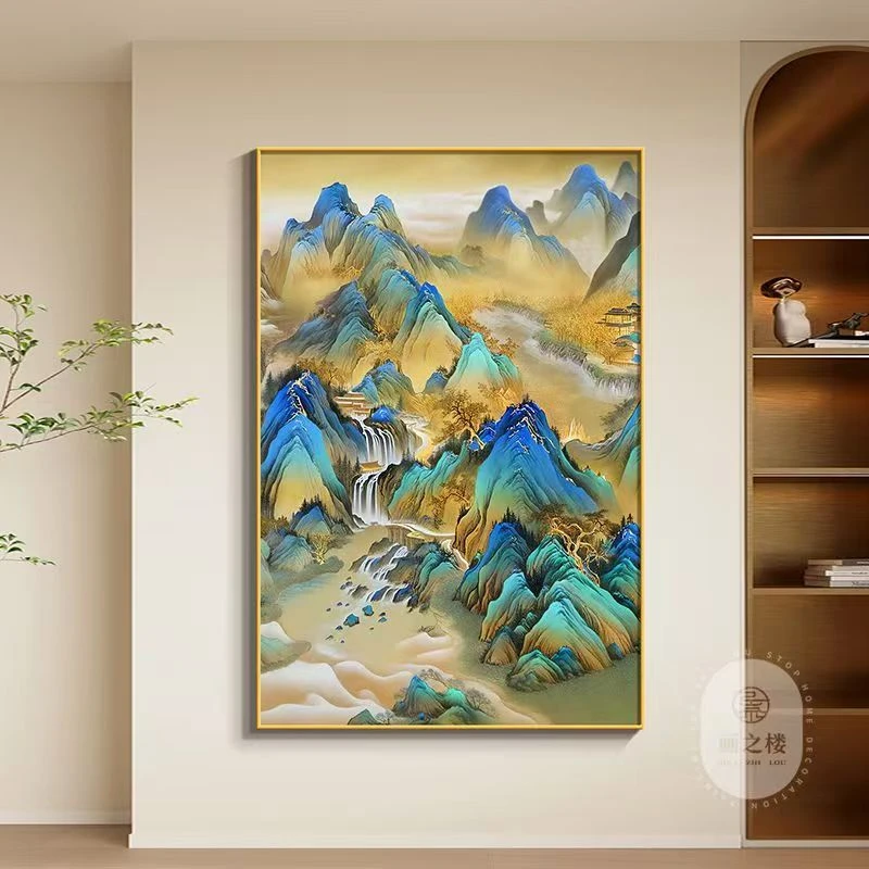 中式水墨国画风山水画卷轴画多种款式可选适用室内场景3
