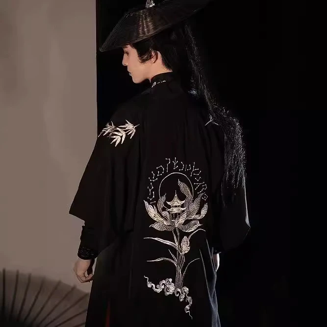 汉服黑色原创长干寺宋制刺绣情侣交领春夏秋日常套装中国风男女