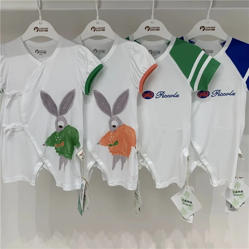 璐璇夏季新生儿短袖月子服连体婴幼儿宝宝薄款莫代尔和尚服哈衣