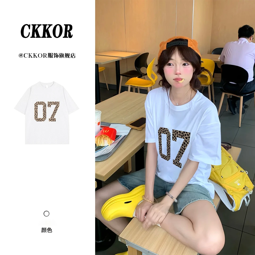 CKKOR新款圆领纯棉短袖t恤女小众简约时尚设计感夏季爆款清凉穿搭