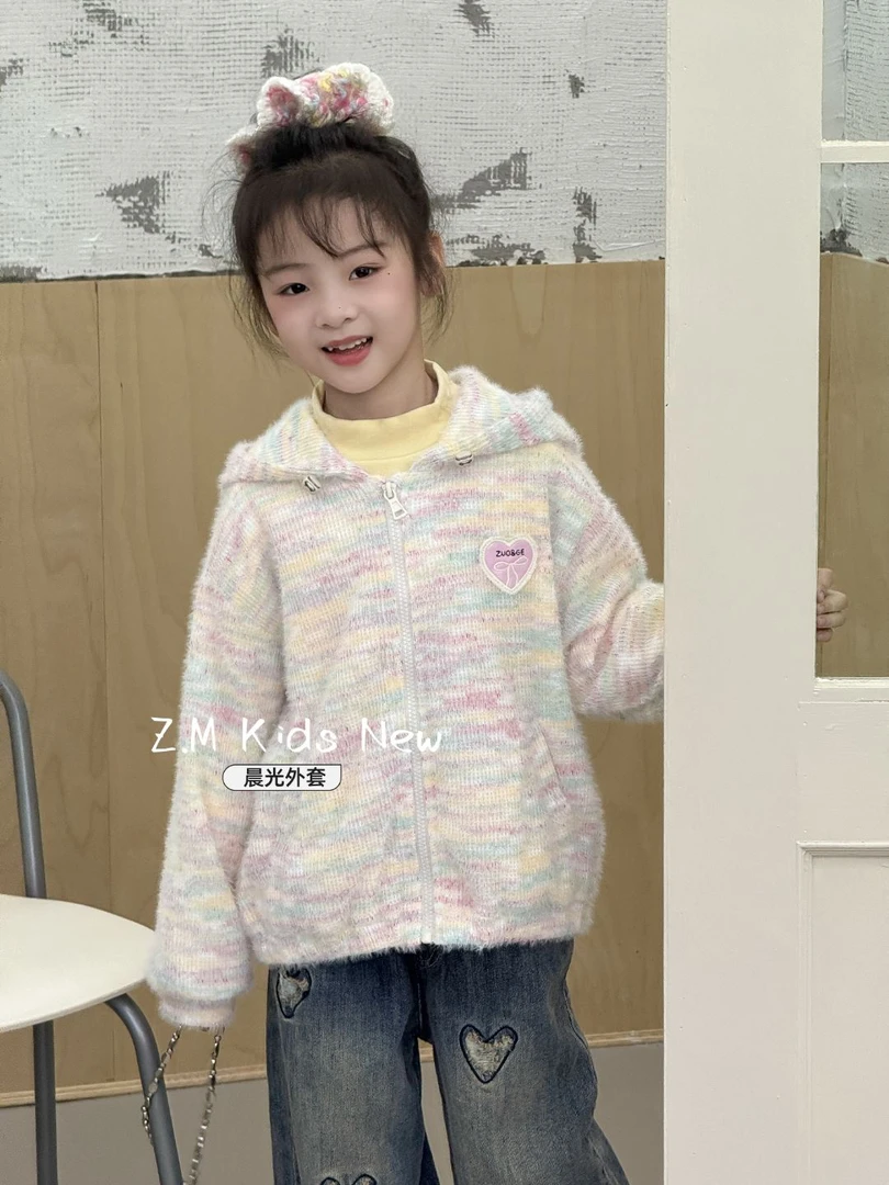 【晨光】2025秋冬女童加厚连帽外套儿童卫衣开衫中大童上衣B-586221