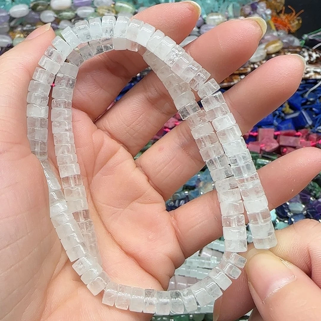 玛瑙/玉髓珠宝半成品合金白水晶6mm剁珠一条