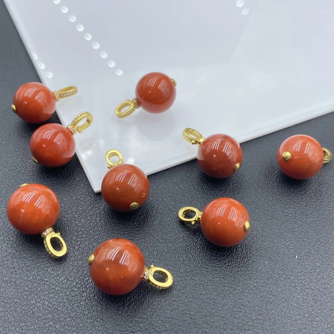 「戴琴珠宝」DQ1762-南红14mm左右万能扣银镶吊坠（多样性发其一）