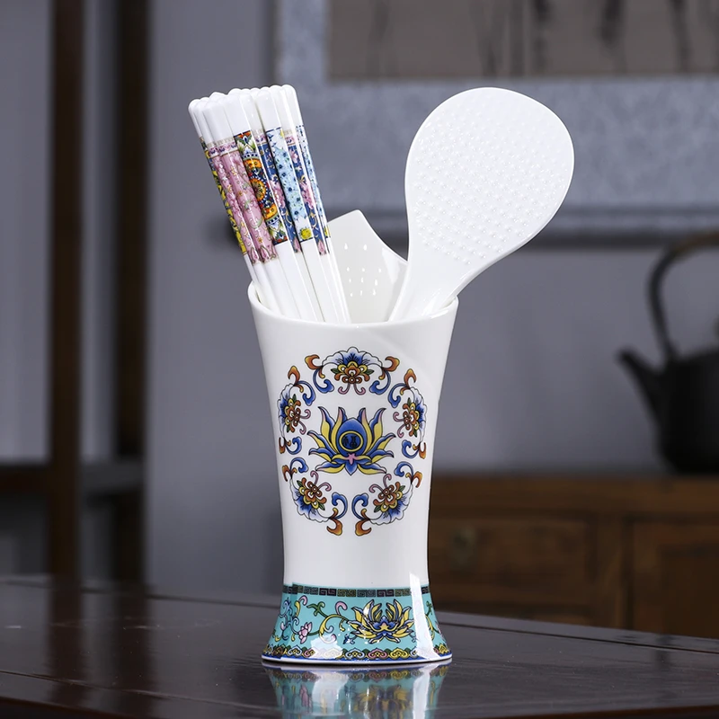 轻奢时尚防霉长款宫廷风10双餐具陶瓷筷子酒店防滑耐高温易清洗