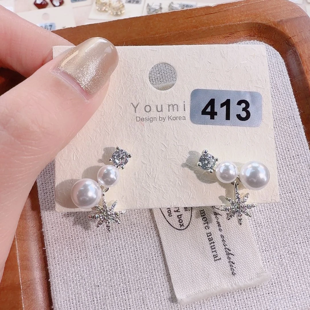 仿珍珠铜合金925银耳钉