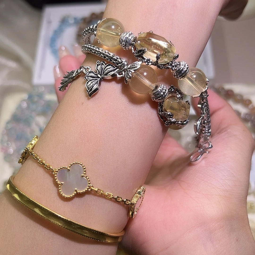 水晶手链未镶嵌黄水晶半镯 48小时鉴赏