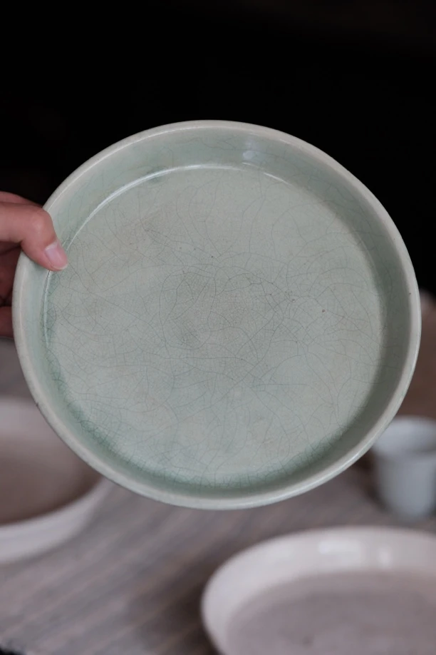 漳窑手工蓄水壶承直径19.6cm