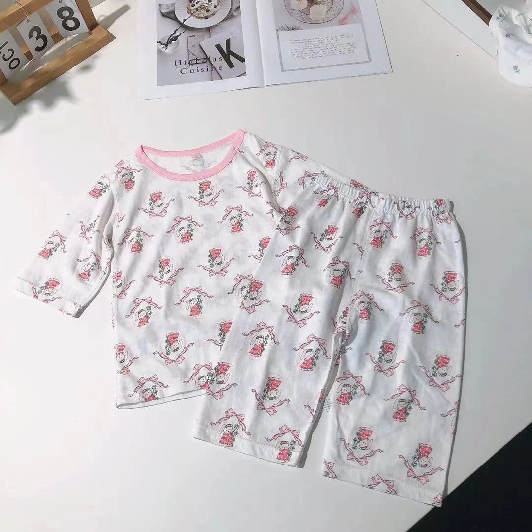 E65儿童夏季七分家居套装小兔款