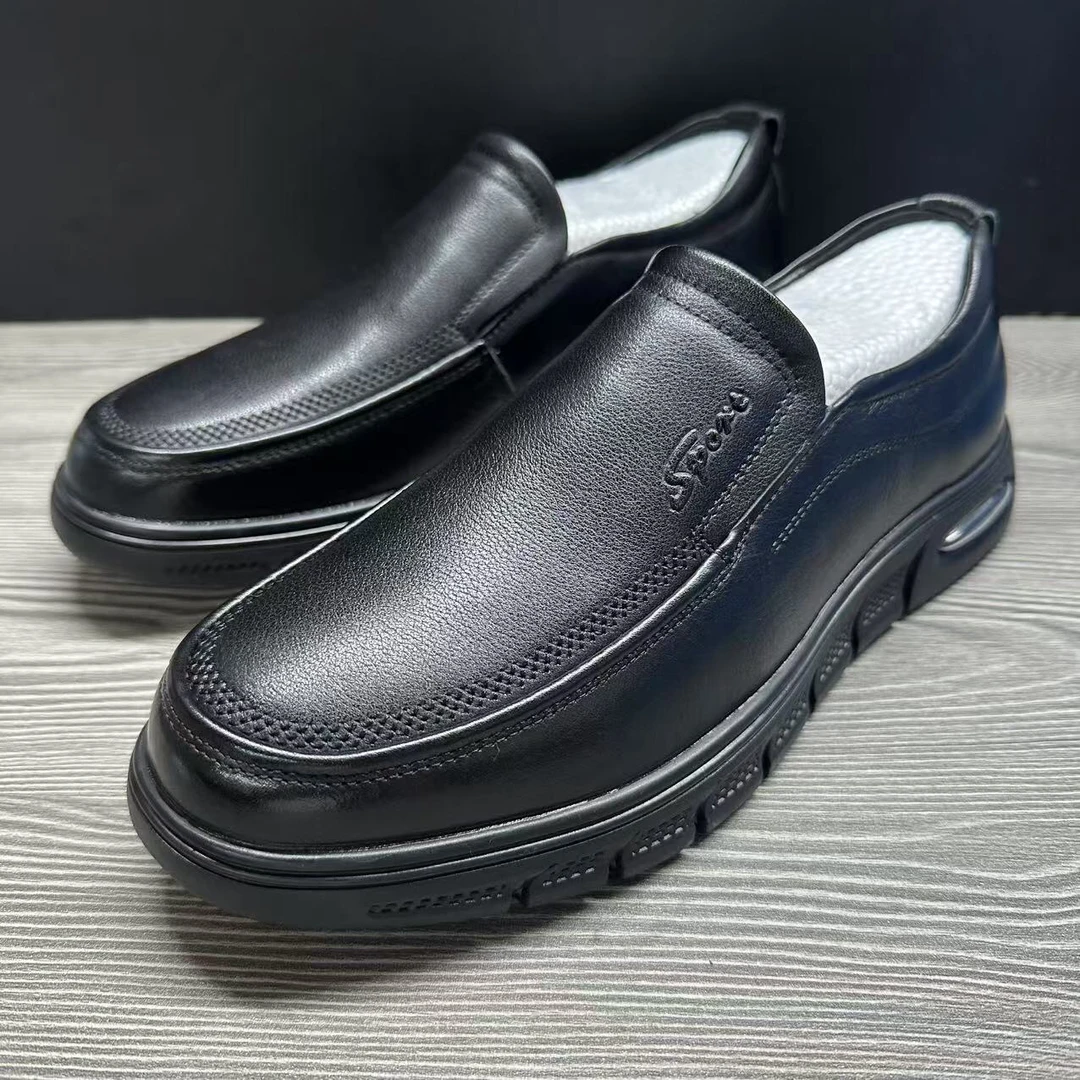 真皮一脚蹬四季通用防滑休闲皮鞋舒适男款时尚豆豆鞋