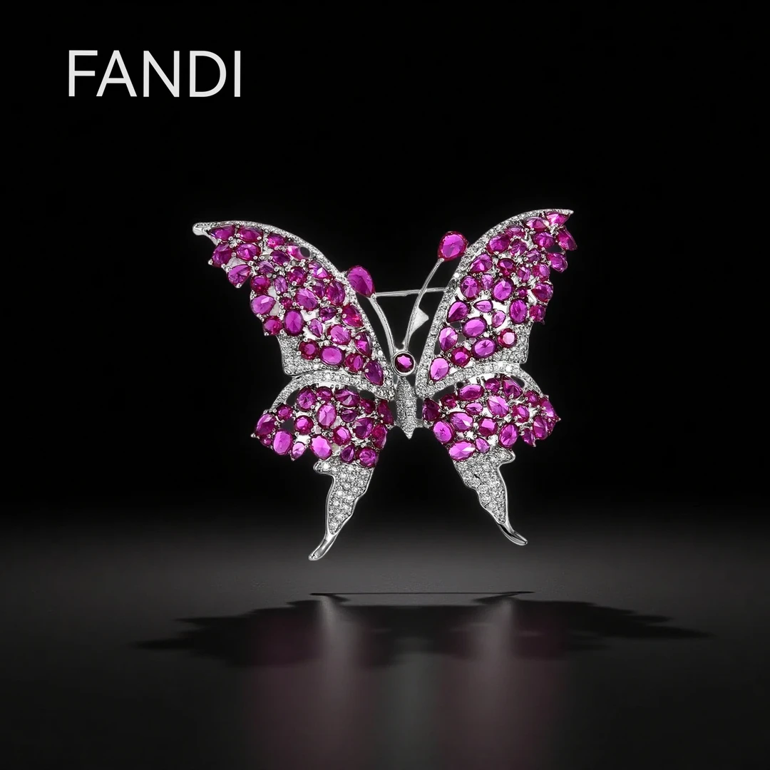 铜合金锆石胸针 轻奢32901-1设计感重工镂空复古蝴蝶胸针大衣配饰