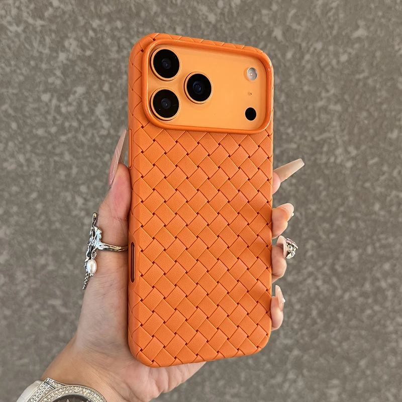 适用于iPhone17promax编织手机壳苹果17Air硅胶防摔16透气简约15