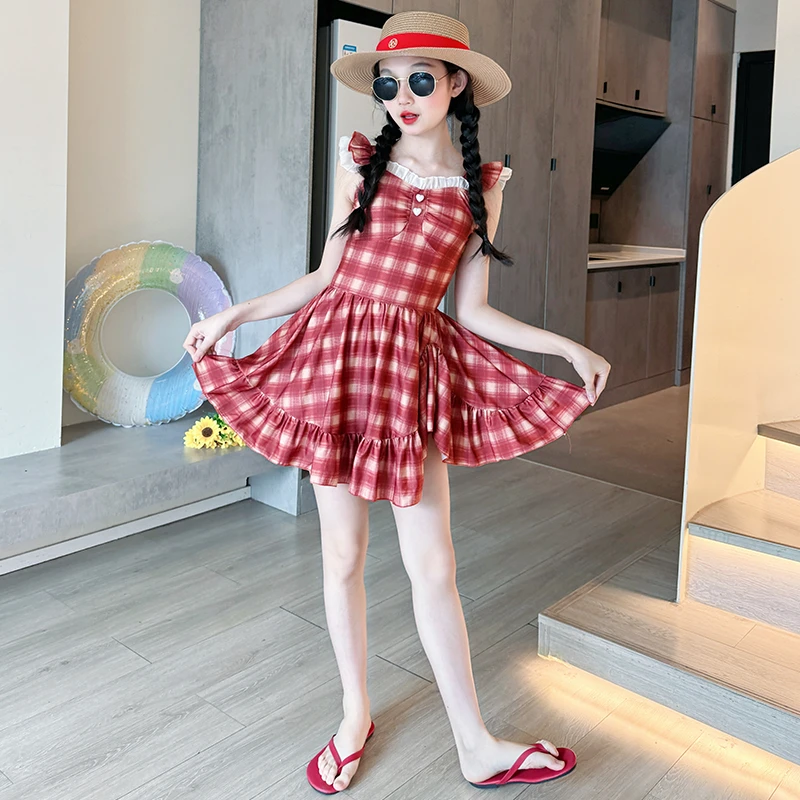 女童泳衣夏季2025新款儿童连体裙式泳装女大童高颜值公主风游泳衣