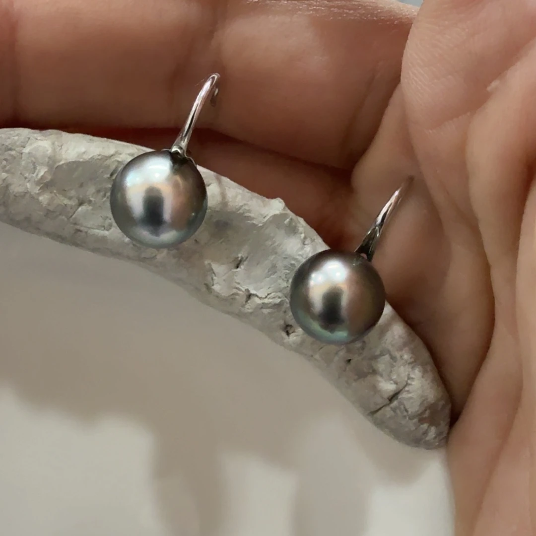 海水珍珠耳饰银S925镶嵌