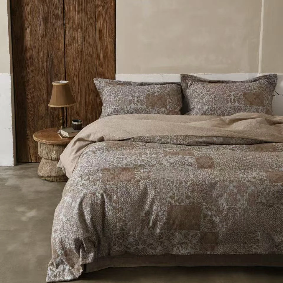 【兰亭序】特定琥珀蓝金色 棉麻提花四件套 东方美学高级感四件套