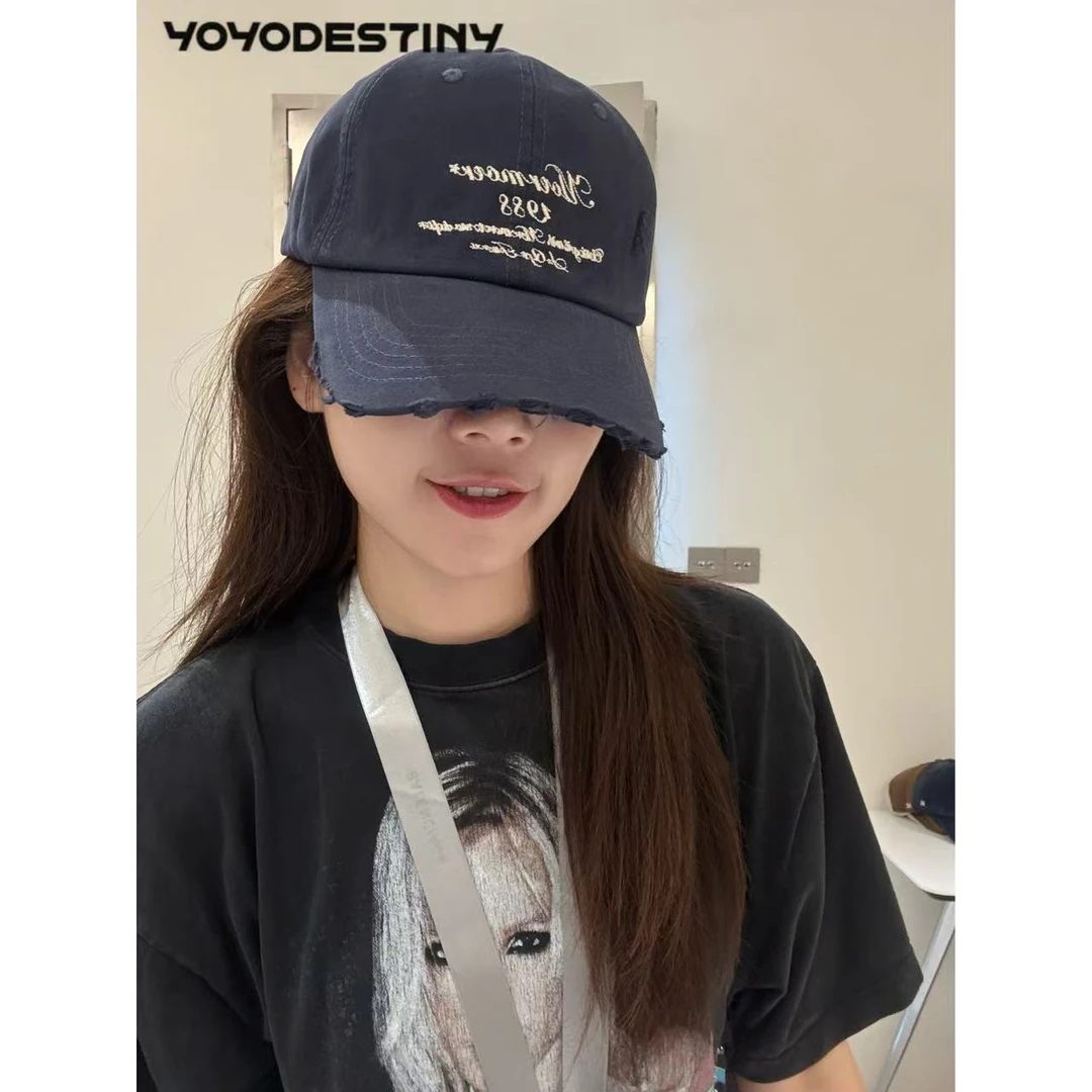 回归初心/美式1988刺绣磨边棒球帽做旧鸭舌帽大帽檐显脸小新款