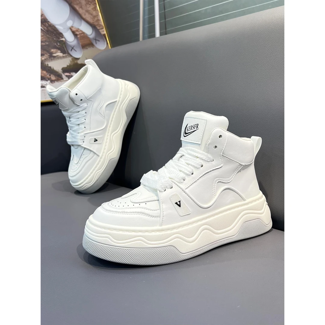 高帮鞋男2025新款秋冬季加绒保暖小白鞋韩版潮流厚底运动休闲鞋子