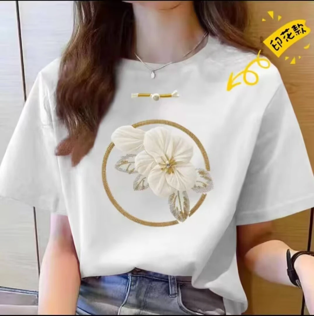2025新款时尚短袖百搭夏季印花圆领潮流韩版卡通insT恤
