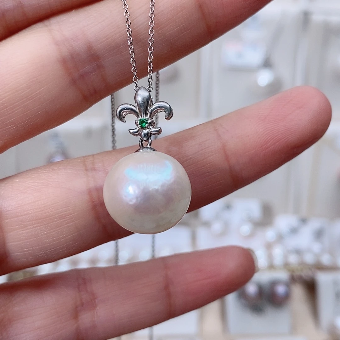 银S925镶嵌吊坠淡水珍珠