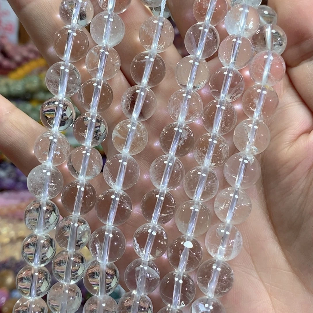 未镶嵌玛瑙/玉髓珠宝半成品白水晶一条卡10mm