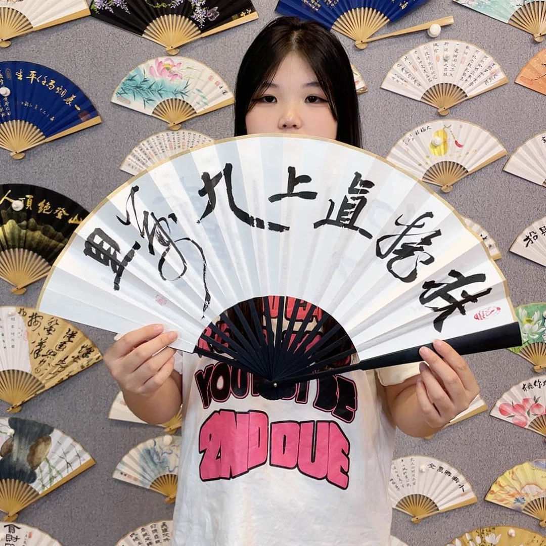 书法10寸-仿乌木福利折扇（默认粘好）