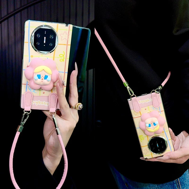 适用华为matex5手机壳折叠屏中轴新款x6典藏版x3皮纹磁吸支架女款