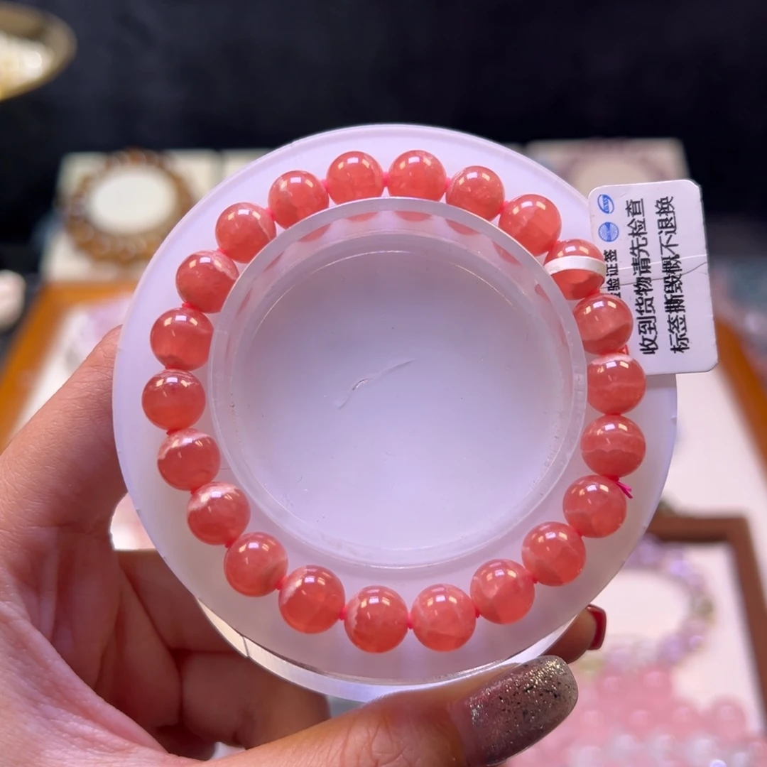 菱锰矿（红纹石）手串未镶嵌8m收藏级标本矿红纹石