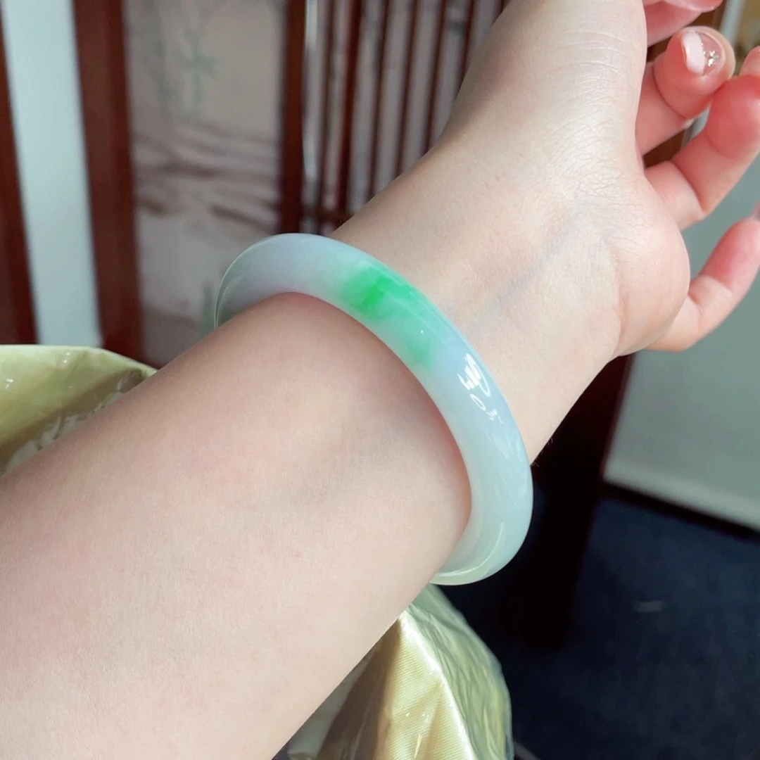 未镶嵌手镯翡翠55.4阳春白雪 点翠值千金 超高性价比10号