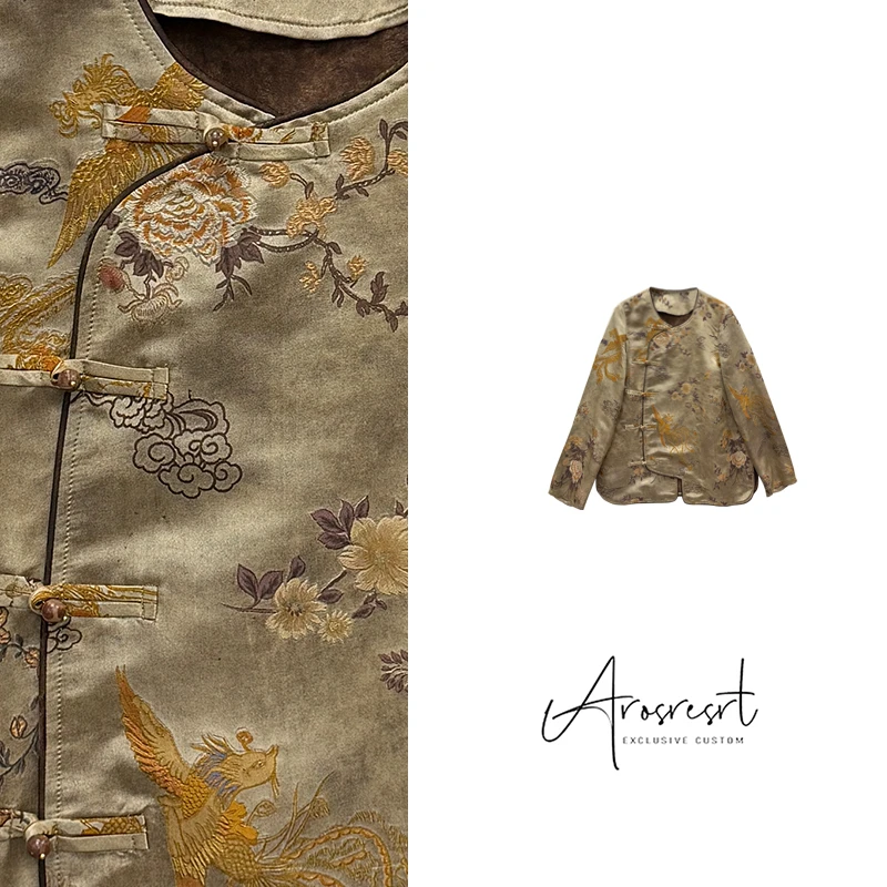 【牡丹朝凤】2025冬季新款国潮新中式国风圆领上衣提花