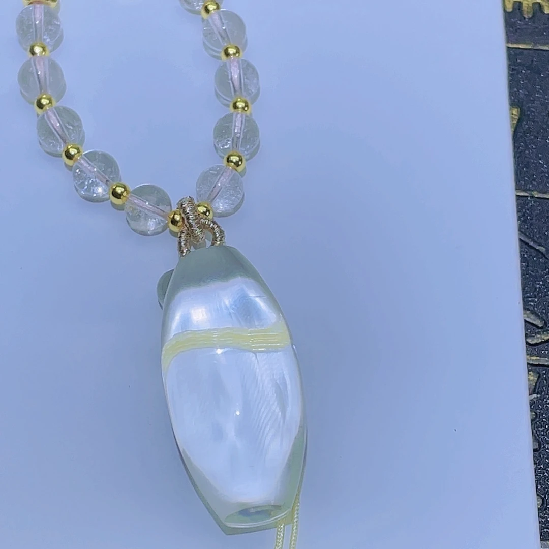 水晶颈饰未镶嵌天然黄白水晶吊坠
