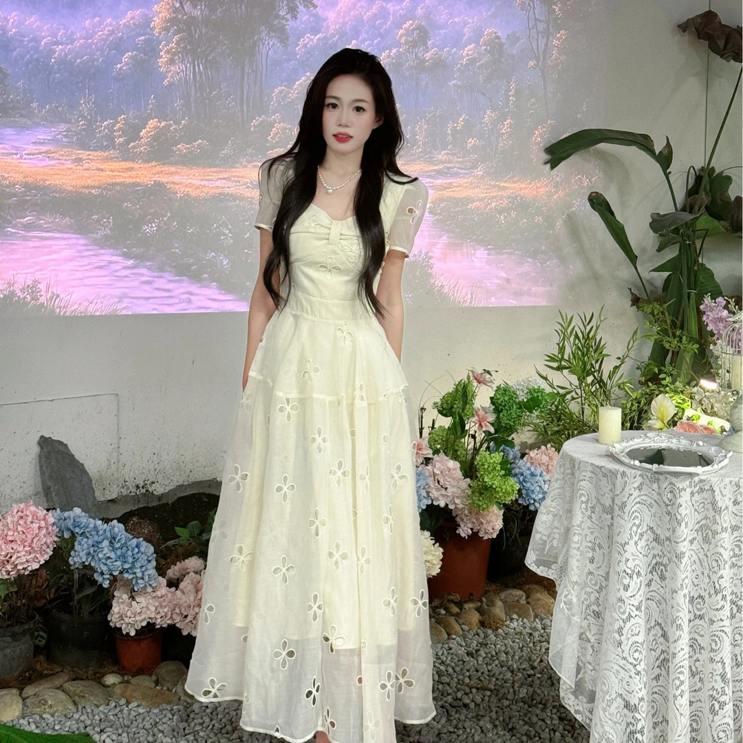 拉夏贝尔【在逃公主】25夏季禅意气质显瘦法式小众连衣裙 10521 KXJ