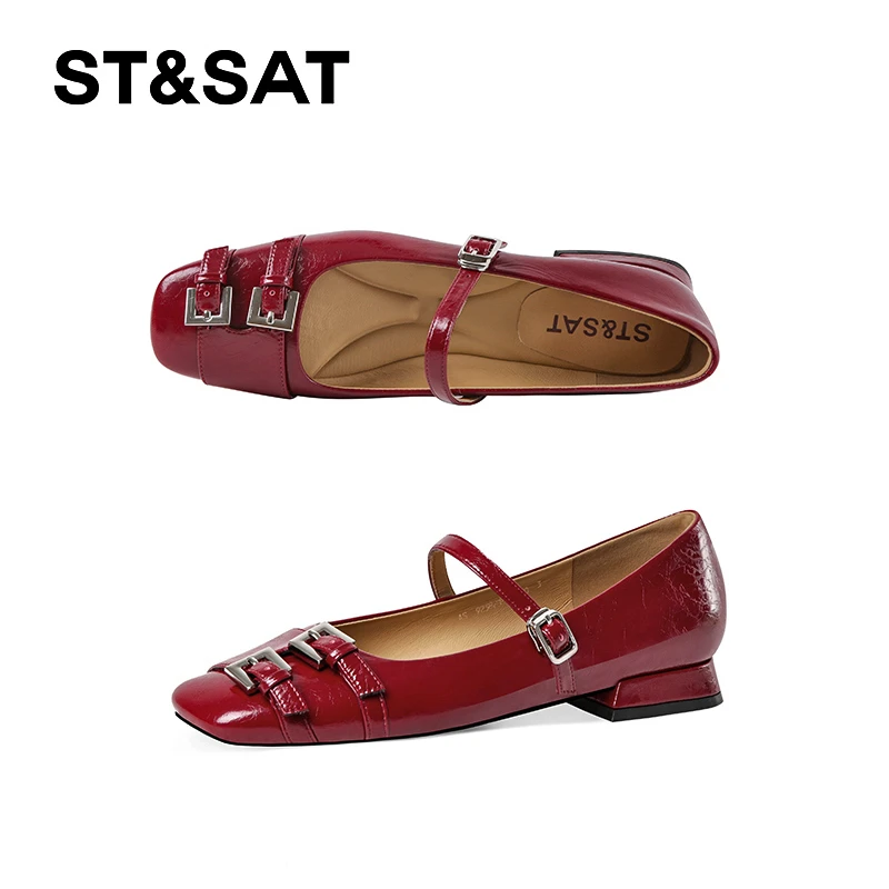 St&Sat/星期六低跟浅口休闲女士玛丽珍玛丽珍鞋法式平底单鞋