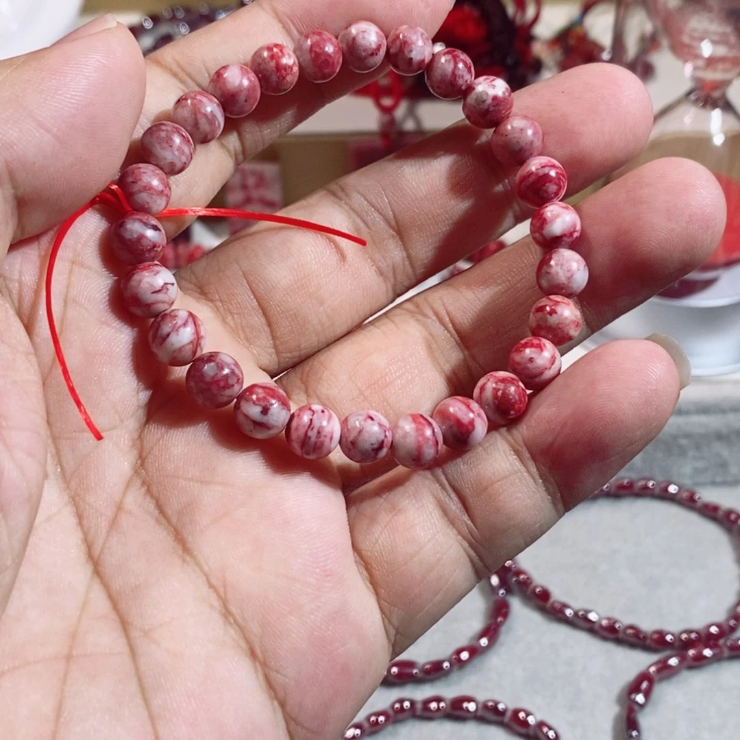 天然辰砂原石手串