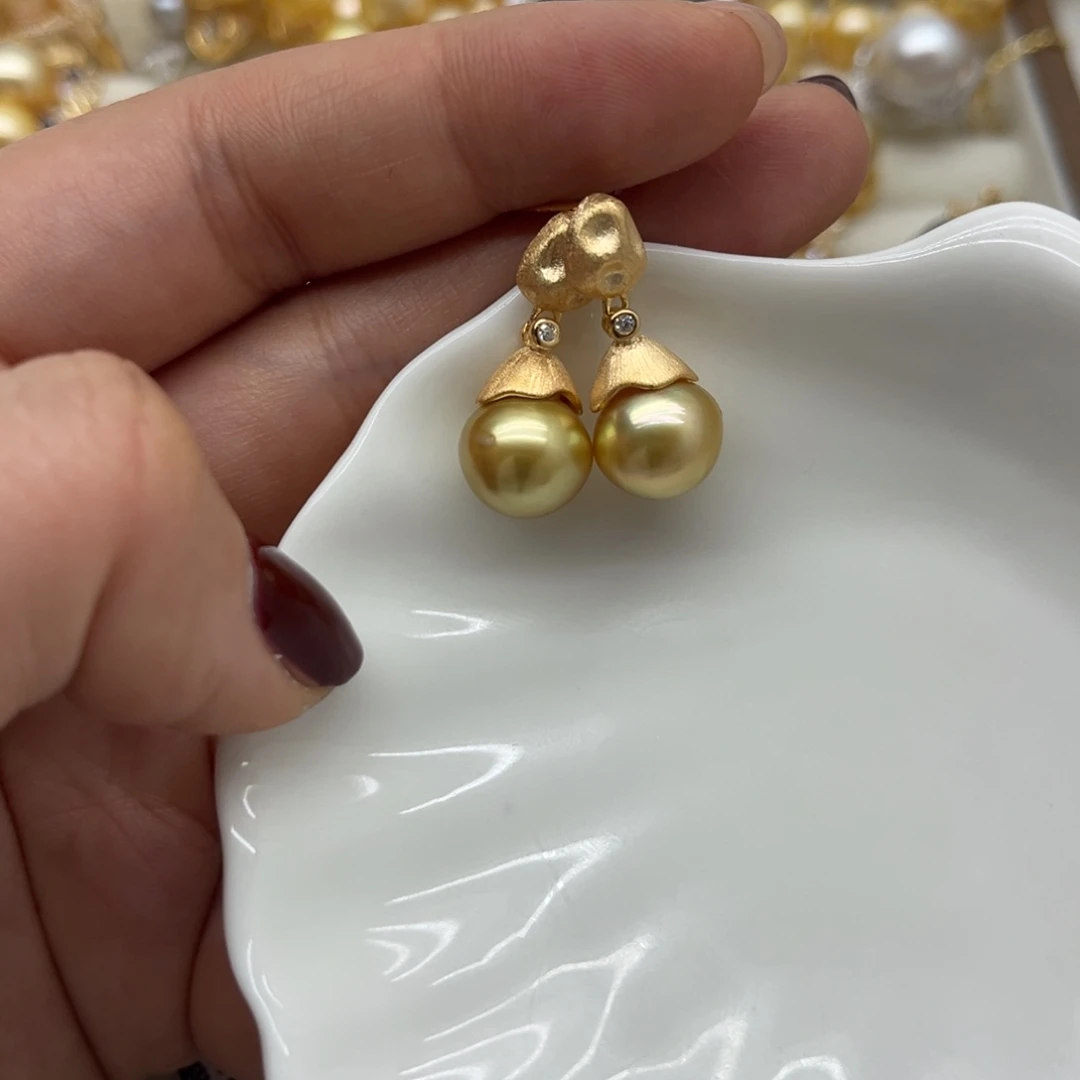 耳饰银S925镶嵌海水珍珠