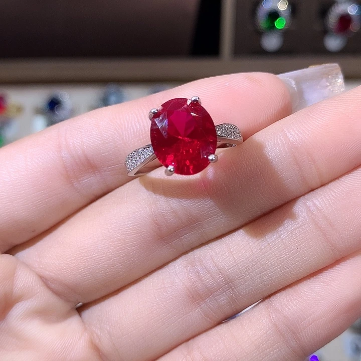 925银鸽血红戒指白