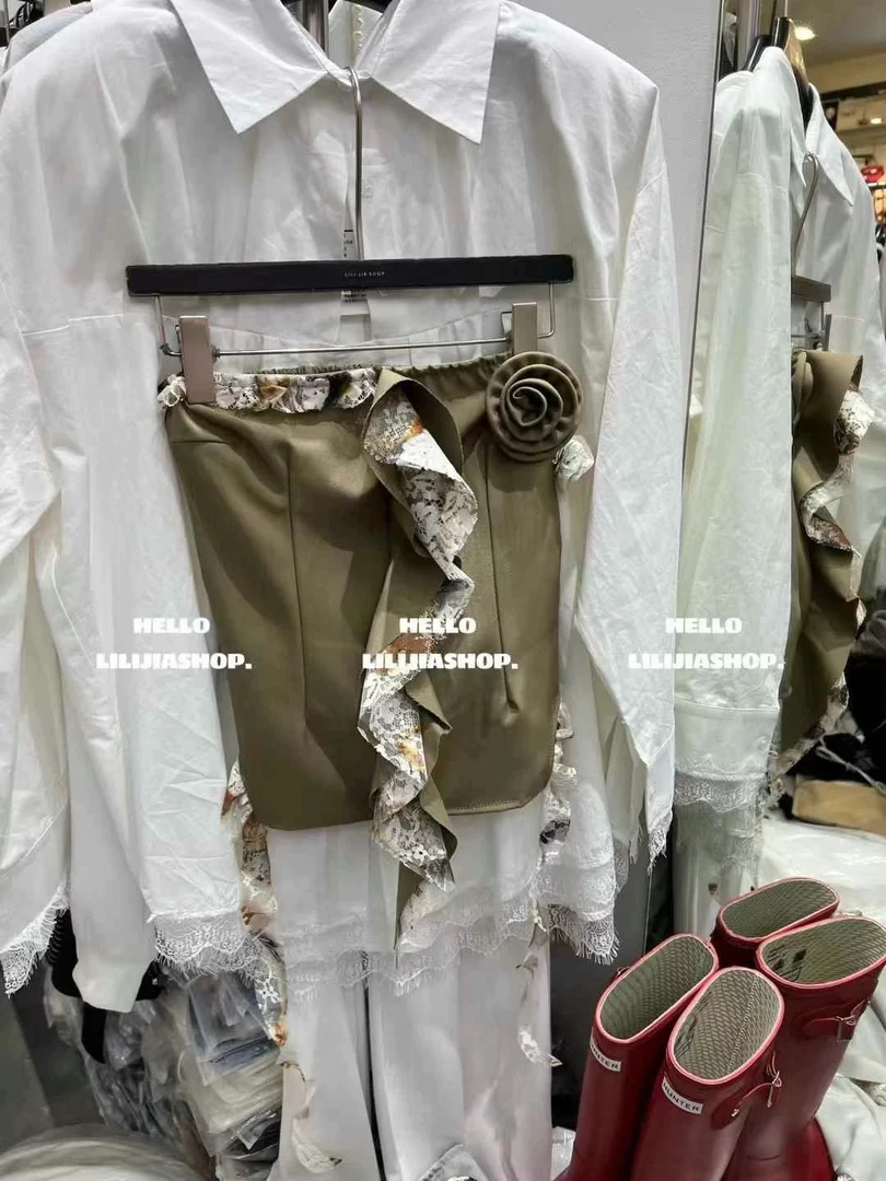 张漂亮  纯欲辣妹一字肩抹胸设计感修身显瘦吊带上衣2025春季