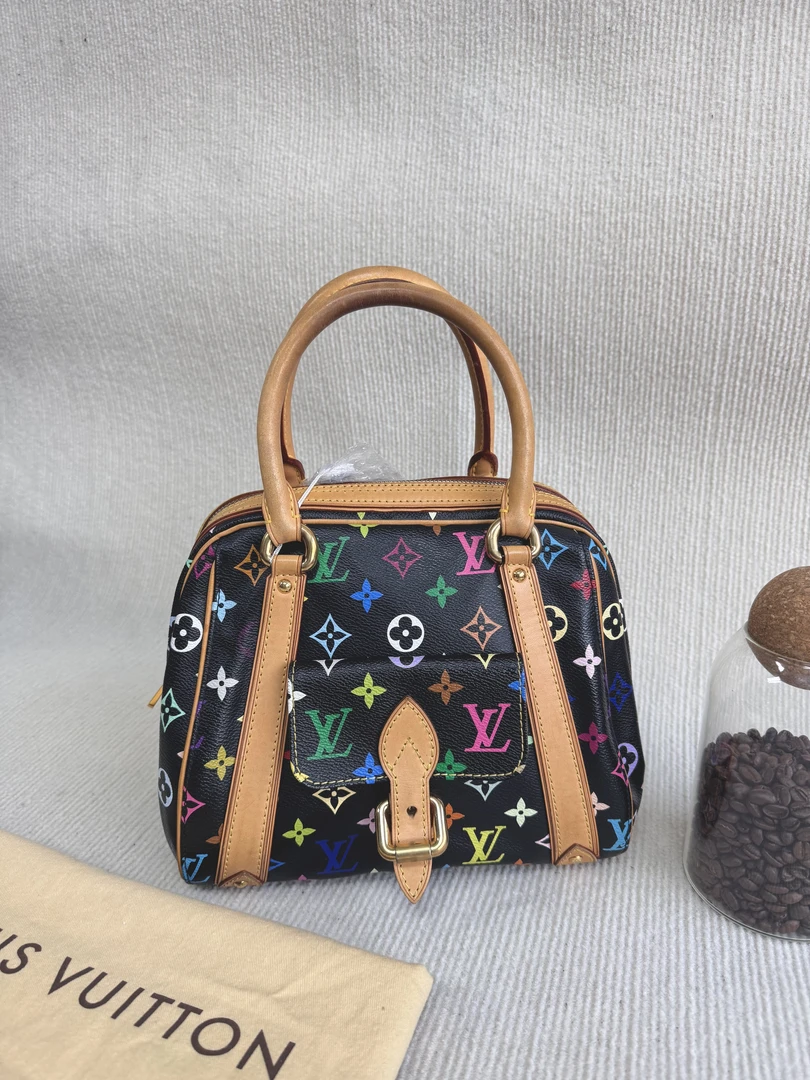 95新 LouisVuitton/路易威登 黑三彩保龄球手提包小号